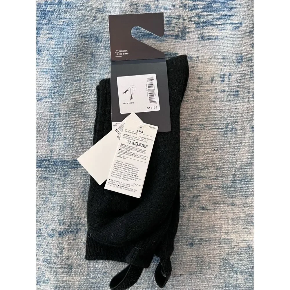 Women's Gap Black Glitter Tab Boot Socks 1 Pair